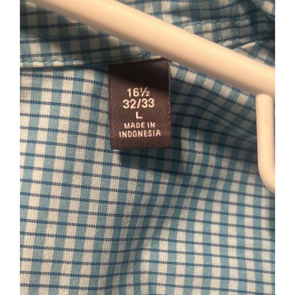 Van Heusen Flex Men's Long Sleeve Shirt Green/Aqua Plaid Size 16.5 32/33 Large - Picture 10 of 10